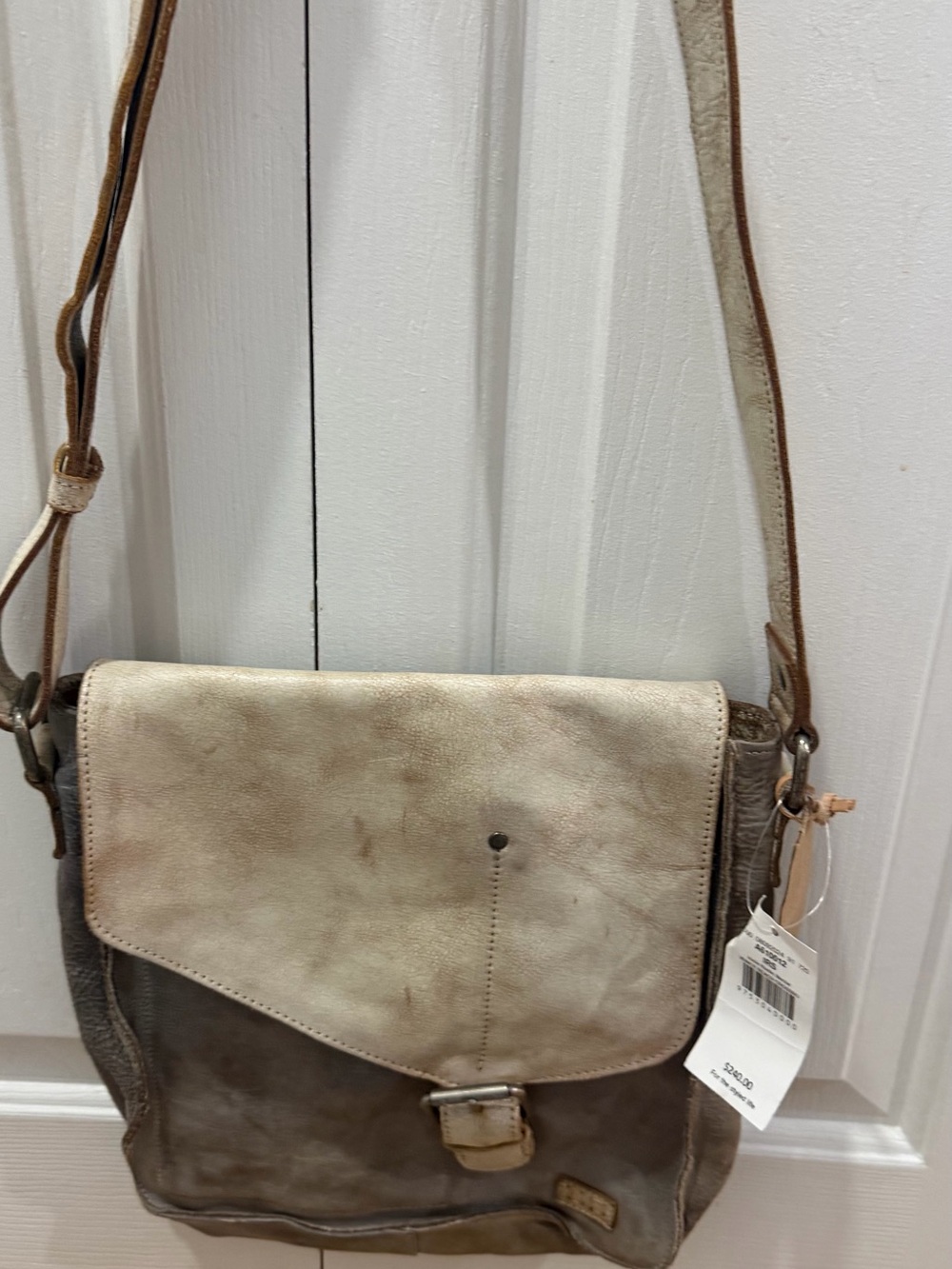 Bedstu Venice Beach Leather Crossbody Purse Icicle Rustic Nectar NWT